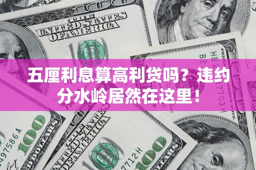 武汉五厘利息算高利贷吗？违约分水岭居然在这里！